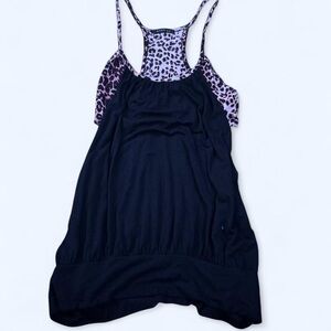 Cherish Black Racerback Tank Top with Animal Print